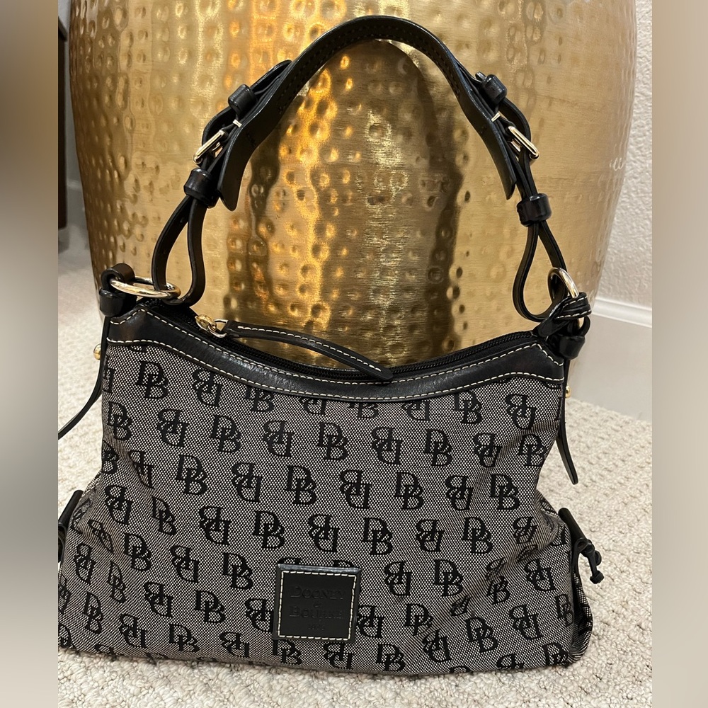 Dooney Bourke canvas leather  east west slouch shoulder bag